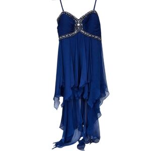 Xscape "Twilight Sylph" Asymmetrical Blue Mini Party Dress Sz 20